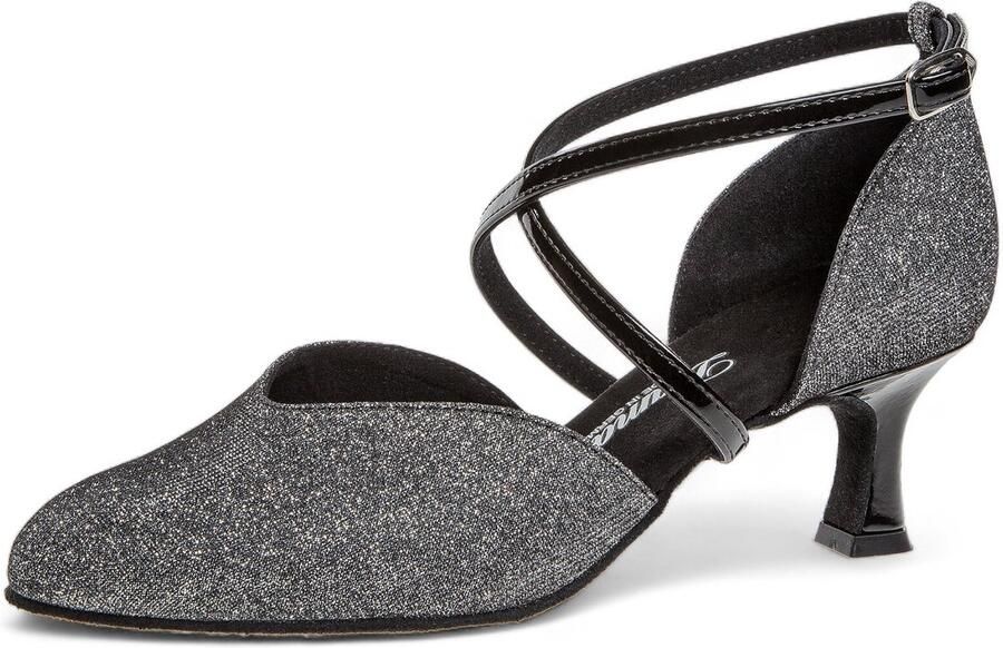 Diamant Elegante dames Dansschoenen 170 106 520 Flared hak Verstelbare gespje Optimaal draagcomfort Extra demping Flexibel suède zool Lakleer Stijldansen Ballroom Glinster Zwart met Zilver