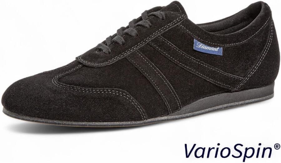 Diamant Extra Brede Danssneaker van Suede 133 426 001 V VarioSpin zool Lichtgewicht Doorlopende zool Heren danssneaker Dansen Binnen & Buiten Vetersluiting Latin Ballroom Salsa Kizomba Bachata Zwart