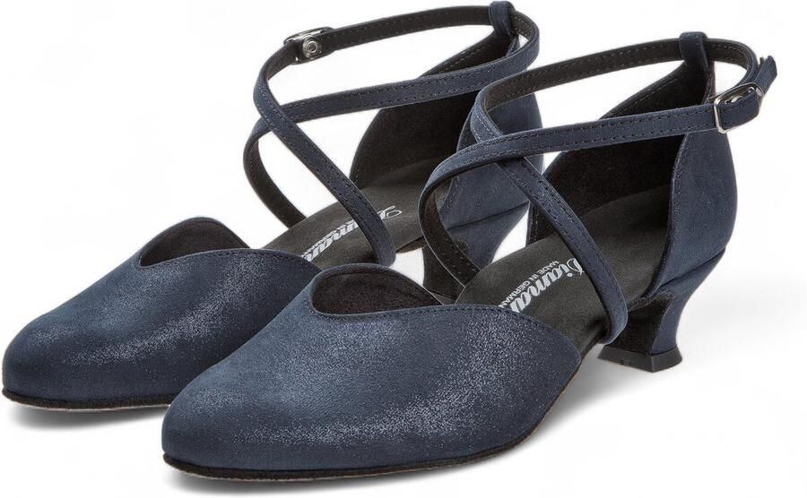 Diamant gesloten dames dansschoenen 170 013 537 Fluweel Zilverglans Spaanse Hak Gekruist hielbandje Verstelbare drukknoopsluiting Gesloten voorkant Comfort voetbed Stijldansen Ballroom Blauw