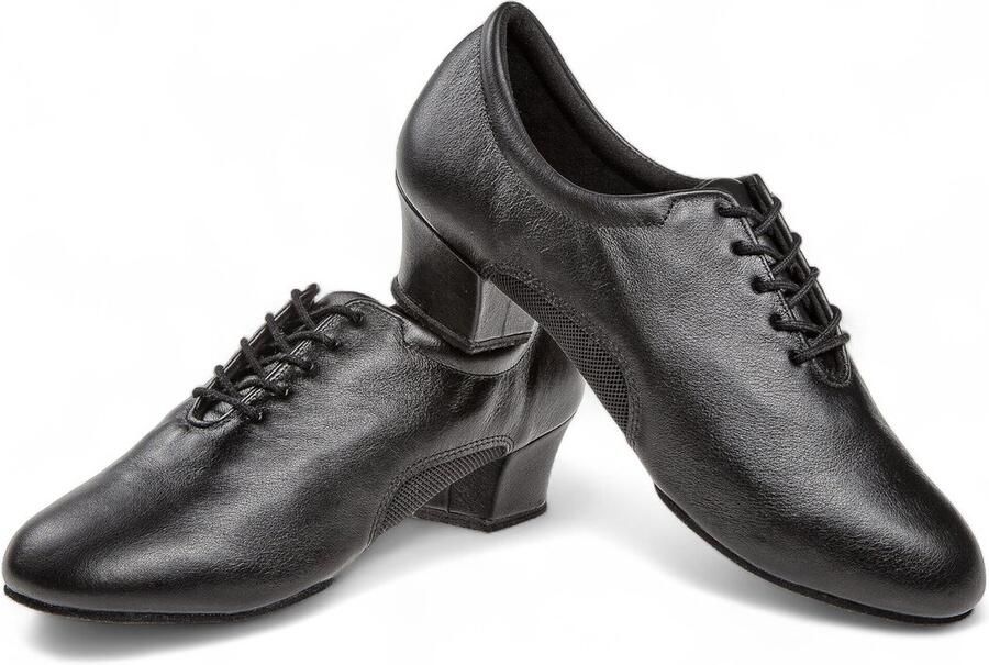 Diamant heren dansschoen 163 224 592 Latin Ballroom Soepel zwart leer Ademend mesh Cubaanse hak Ultrazacht antibacterieel microfiber Suede zool Schokdempende hielkussen Multiflex Splitzool Zwart