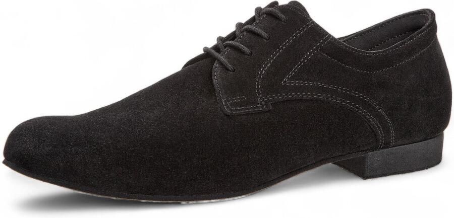 Diamant Heren Dansschoenen met Brede Pasvorm 180 025 001 Zwart Suede Hak Vetersluiting Klassieke heren dansschoenen Suede buitenzool Ballroom Tango Stijldansen Zwart
