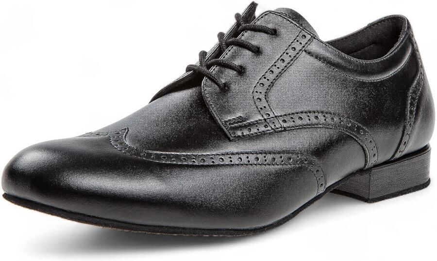 Diamant Heren Dansschoenen voor brede voeten 099 025 028 Echt leer Klassieke model Comfortabele model Schokabsorberend Suede zool Vetersluiting Intensief gebruik Social Ballroom Tango Zwart