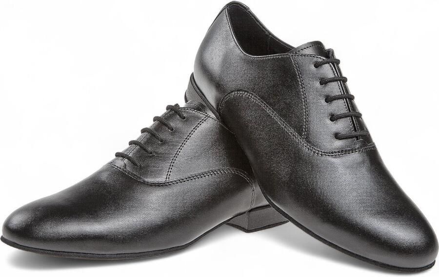 Diamant Zwarte Leren Heren Dansschoenen 180 075 028 Standaard hak Classic model Soepel zwart leer Flexibele suede zool Ademend microfiber met hielkussen Vetersluiting Ballroom Tango Salsa Zwart
