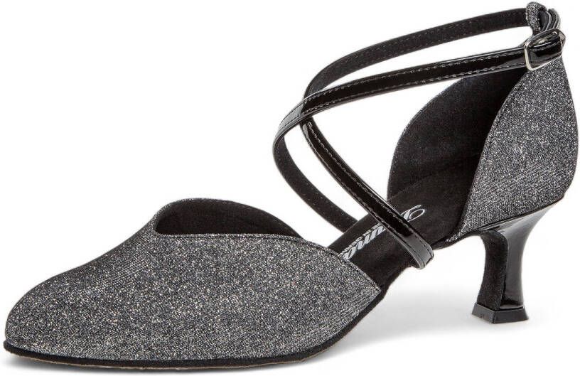 Diamant Elegante dames Dansschoenen 170 106 520 Flared hak Verstelbare gespje Optimaal draagcomfort Extra demping Flexibel suède zool Lakleer Stijldansen Ballroom Glinster Zwart met Zilver