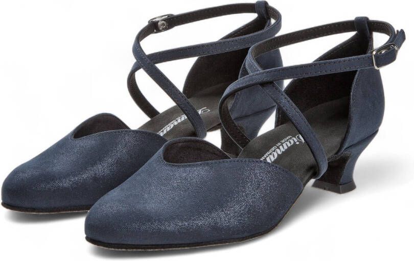 Diamant gesloten dames dansschoenen 170 013 537 Fluweel Zilverglans Spaanse Hak Gekruist hielbandje Verstelbare drukknoopsluiting Gesloten voorkant Comfort voetbed Stijldansen Ballroom Blauw