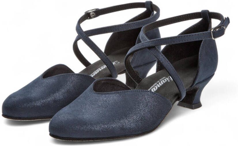 Diamant gesloten dames dansschoenen 170 013 537 Fluweel Zilverglans Spaanse Hak Gekruist hielbandje Verstelbare drukknoopsluiting Gesloten voorkant Comfort voetbed Stijldansen Ballroom Blauw