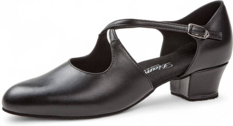 Diamant gesloten dansschoenen 052 102 034 Hoogwaardig Leer stabiele lage hak Ronde neus extra teenruimte Hoog draagcomfort Schokdempende hielvering Flexibele suede zool Ballroom Tango Stijldansen Zwart