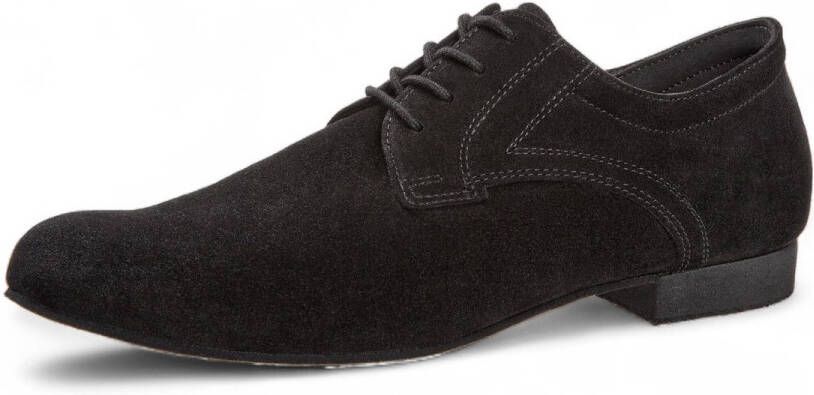 Diamant Heren Dansschoenen met Brede Pasvorm 180 025 001 Zwart Suede Hak Vetersluiting Klassieke heren dansschoenen Suede buitenzool Ballroom Tango Stijldansen Zwart