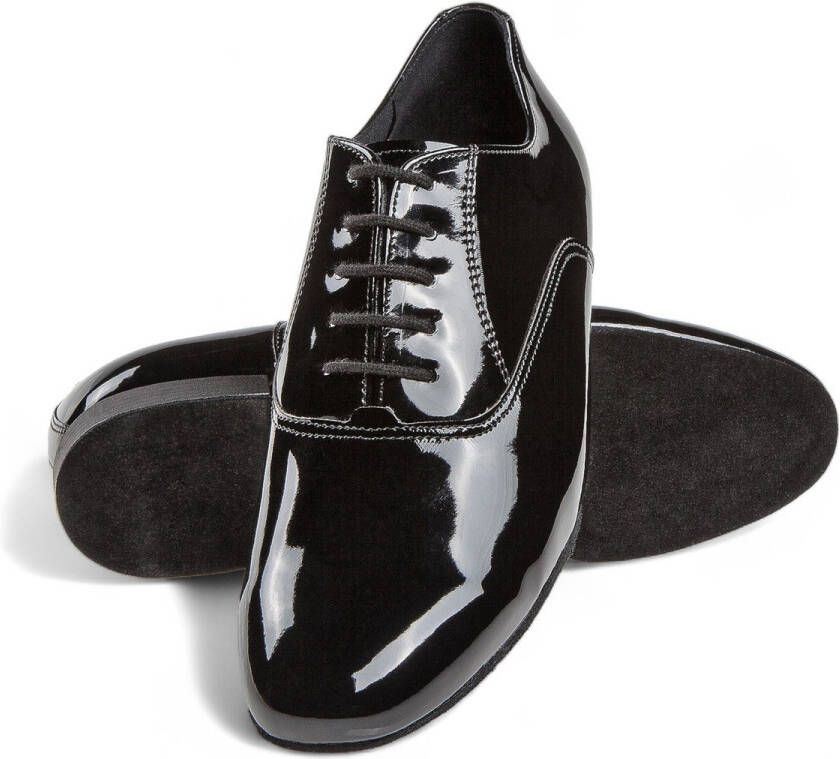 Diamant heren Zwart Lakleer dansschoenen 180 075 038 Hak Ballroom dansschoenen met vetersluiting Schokabsorberende hielkussen Flexibele suède zool Engelse Wals Tango Weense Wals Slow Foxtrot Quickstep Zwart