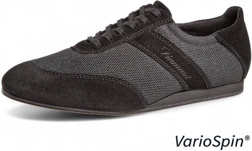Diamant Sportieve heren danssneaker 192 425 577 V VarioSpin buiten zool Brede pasvorm Suede Ademend mesh Doorlopende zool Dansen binnen en buiten Vetersluiting Latin Ballroom Tango Salsa Bachata Zwart