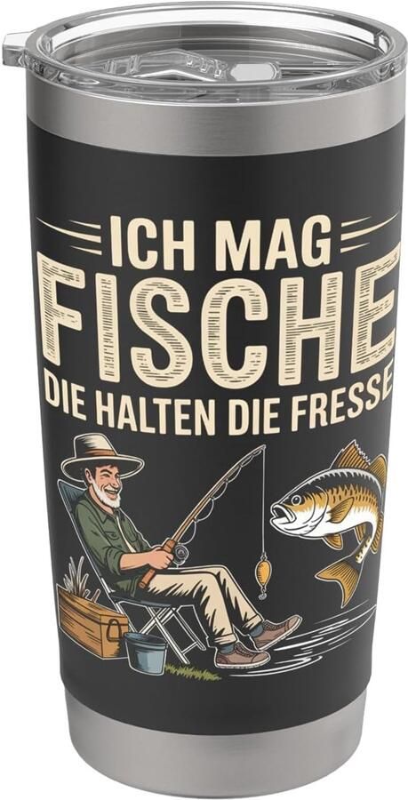 Die de bek houden Anglers Humor Thermosbeker dubbelwandig roestvrij staal