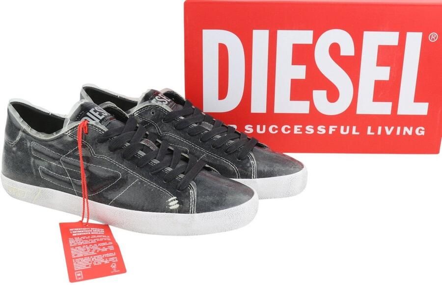 Diesel S-leroji Low Sneakers Black Canvas With Tpu Overlay Rrp270
