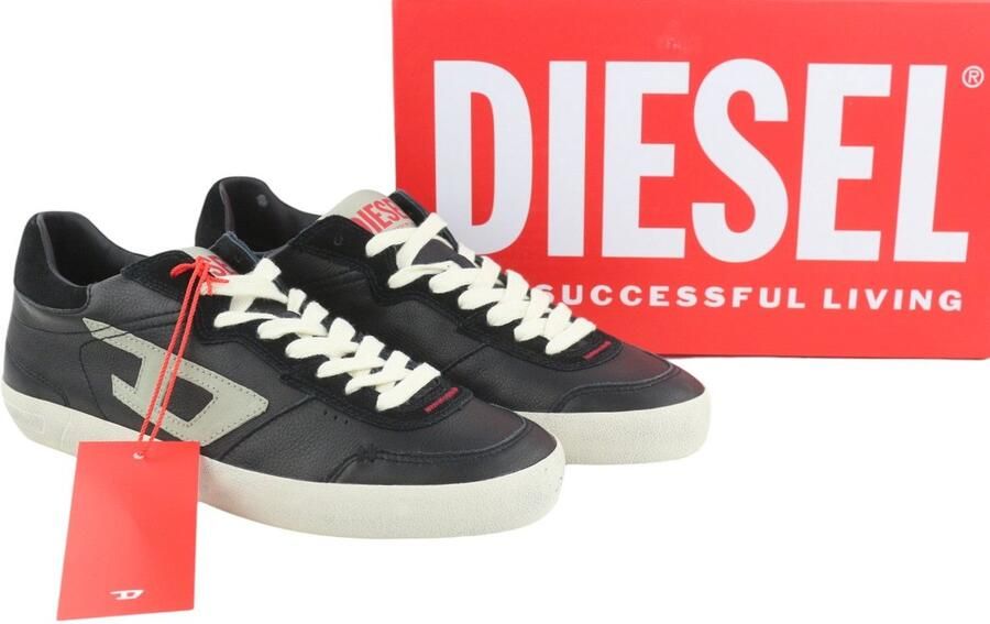 Diesel S-leroji Low Men Sneakers Black Leather Low Top Lace Up Rrp225