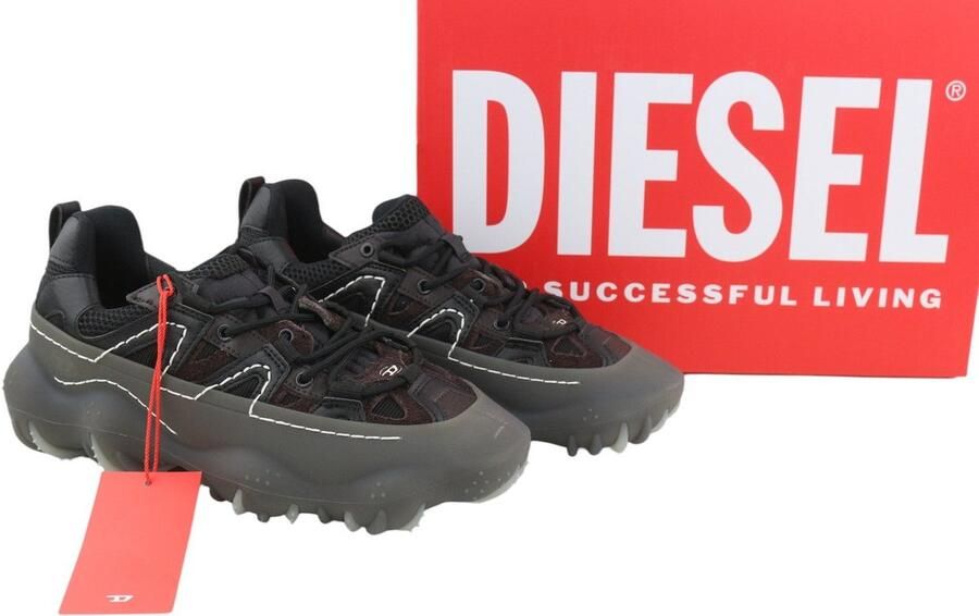 Diesel S-prototype P1 Heren Sneakers Zwart Leer Details Lage Top Rrp350 - Foto 2