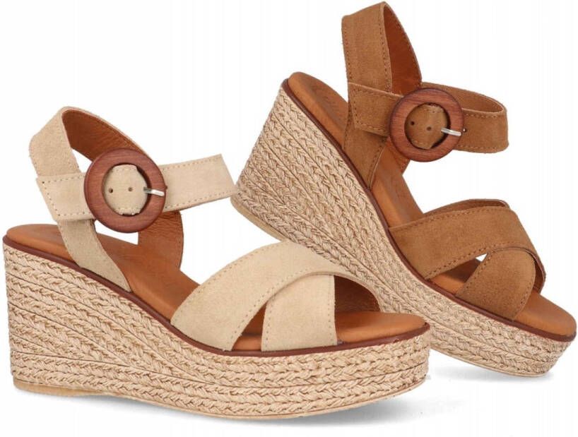 Digo Dames Sandalen met Platform en Gelzool Camel Suède Comfort & Stijl Made in Spain