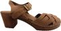 DINA Betty heels nubuck leer coffee brown hak met hielriem gevlochten - Thumbnail 1