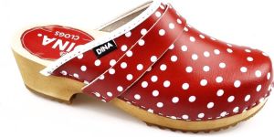 DINA klompen zweedse muilen rood met witte stip