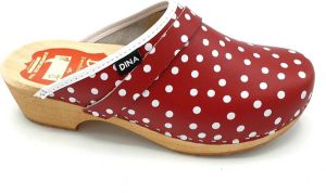 DINA klompen zweedse muilen rood met witte stip