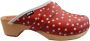DINA dames klompen zweedse muilen rood met witte stip - Thumbnail 1