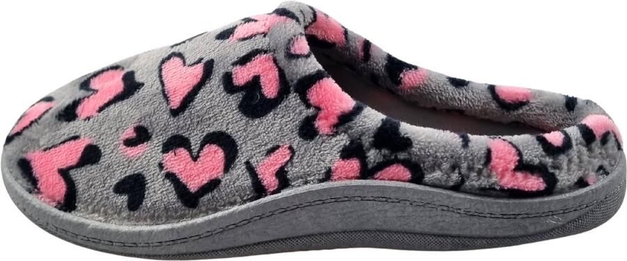 DINA Instap sloffen grey panter hearts lijk zacht met harde zool