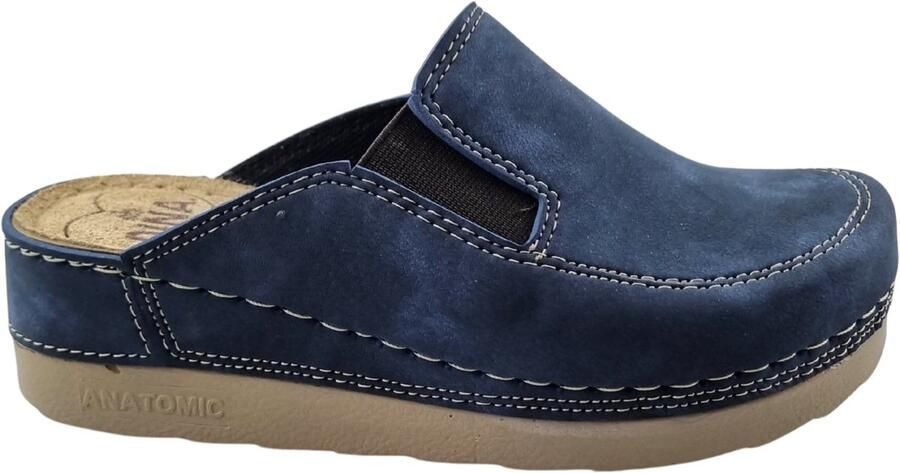DINA Instappers met zacht voetbed Nubuck leer navy blue