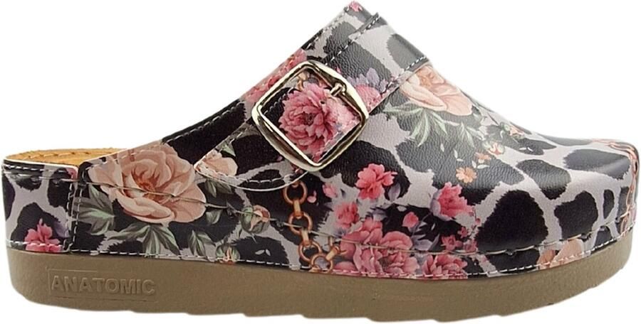 DINA Medische dames klompen PU zool PU klompen met kunststof zool ziekenhuis klompen zorgklompen CLOGS Leopard Rose - Foto 2