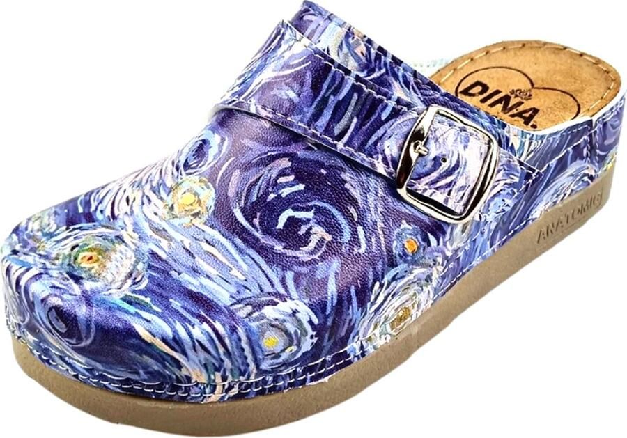 DINA Medische klompen Werkklompen Zorgklompen PU klompen met kunststof zool Ziekenhuis klompen Dames klompen Van Gogh Starry Night