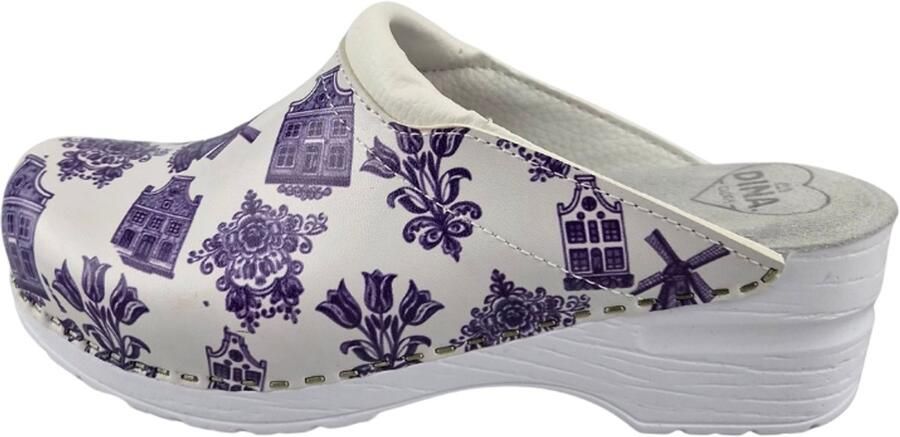 DINA Medische klompen Delftsblauw patroontje