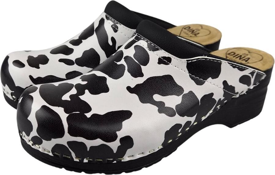 DINA Medische klompen koeienprint zwarte zool