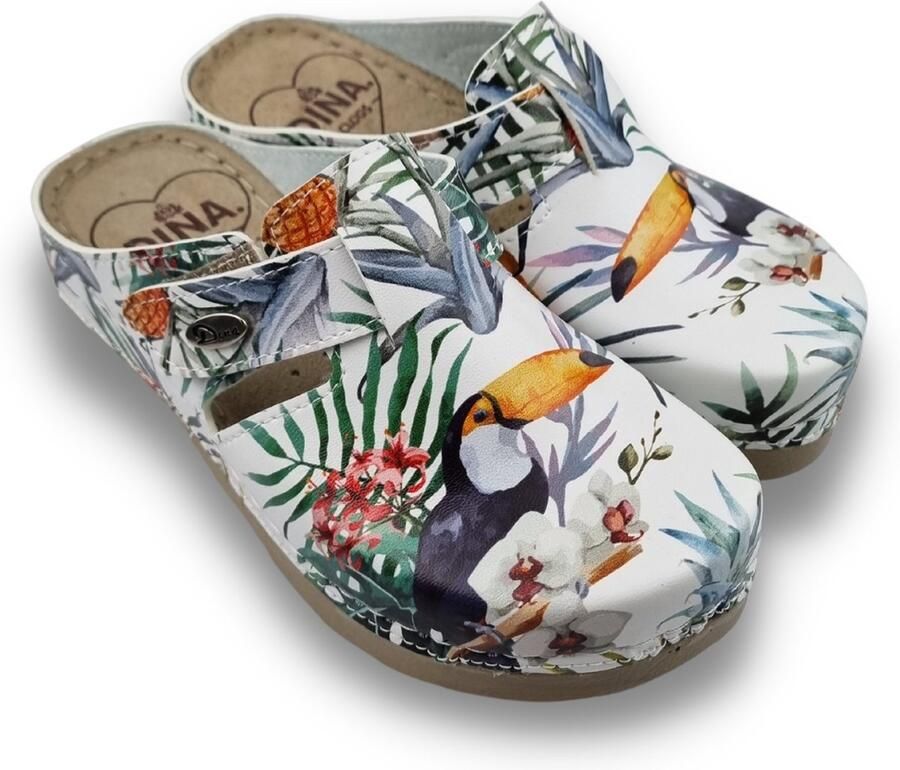 DINA Medische klompen Werkklompen Zorgklompen Kunststof zool en medisch voetbed klompen Tropical clogs lijk gezellig - Foto 2