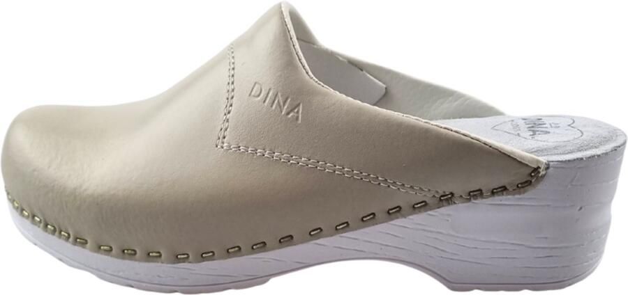DINA Medische klompen zorgklompen Beige met witte zool