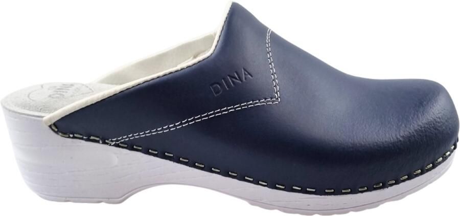 DINA Medische klompen zorgklompen Navy blue met witte zool
