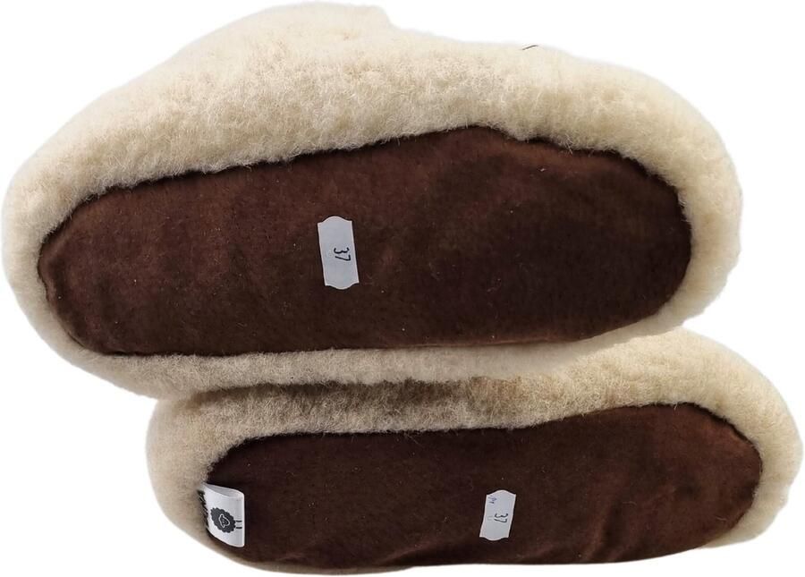 DINA Wollen sloffen echt schapenwol heerlijk warm hoog model beige in