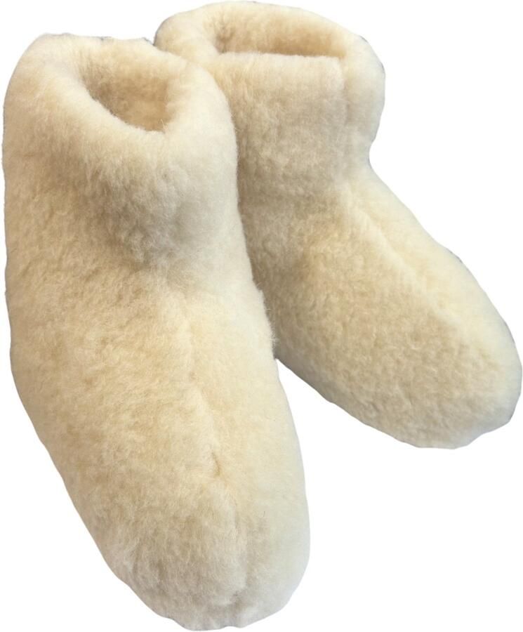 DINA wollen sloffen off-white hoog model 100% schapenwol