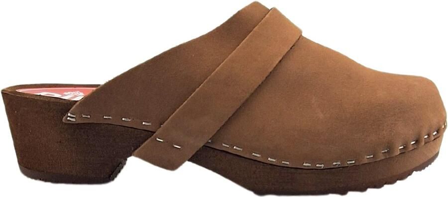 DINA Dames klompen zweeds van Echt nubuck leer tuinklompen werkklompen -zweedse klompen nubuck brown - Foto 2