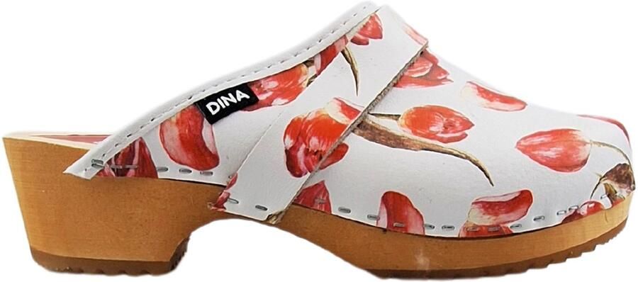 DINA dames klompen zweedse muilen Rode tulpen print - Foto 2