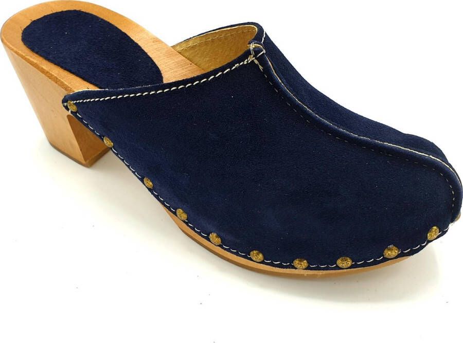 DINA Heels Blauw dames clogs suede