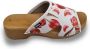 DINA Houten sandalen met upper van leer Rode tulpen print veel grip en comfortabele instap - Thumbnail 1