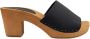 DINA Matt black heels hak nubuck leer houten zool open toe - Thumbnail 1