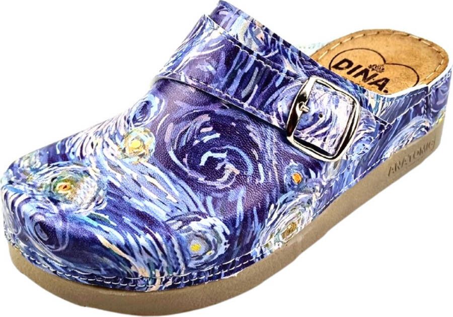 DINA Medische dames klompen PU zool PU klompen met kunststof zool ziekenhuis klompen zorgklompen CLOGS Van Gogh Starry Night - Foto 2