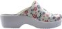 DINA Medische dames klompen PU zool PU klompen met kunststof zool ziekenhuis klompen zorgklompen CLOGS purple flowers - Thumbnail 2