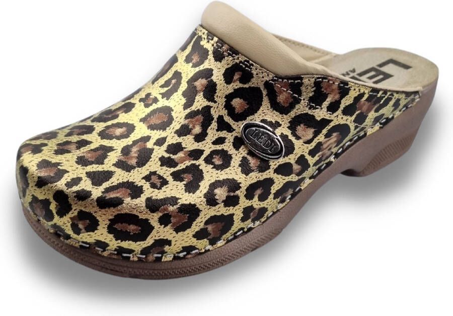 DINA Medische PU klompen PU klompen met kunststof zool ziekenhuis klompen zorgklompen CLOGS Panter Leopard