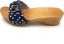 DINA muiltjes blauw met witte stip leren sandalen voor dames - Thumbnail 1