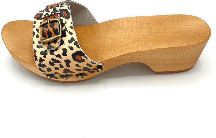 DINA sandalen panter print met leren band voor hippe dames
