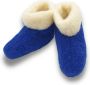 DINA wollen sloffen 100% wol pantoffels -blauw wit hoog model - Thumbnail 1