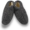 DINA wollen sloffen 100% wol pantoffels -zwart met omslag - Zwart
