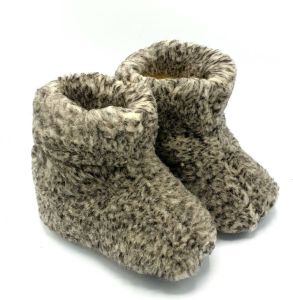 DINA Wollen sloffen grijs gemeleerd met anti slip zool schapenwol