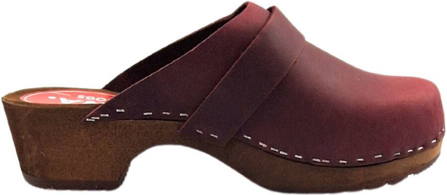 DINA Dames klompen zweeds van Echt nubuck leer tuinklompen werkklompen -zweedse klompen bordeaux rood