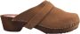 DINA Dames klompen zweeds van Echt nubuck leer tuinklompen werkklompen -zweedse klompen nubuck brown - Thumbnail 3