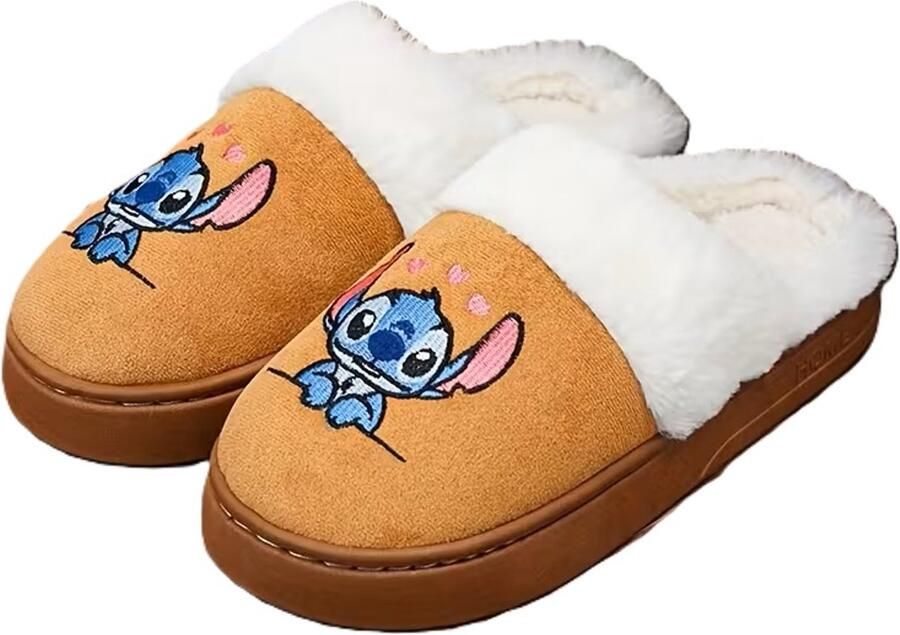 Disney Stitch huissloffen sloffen pantoffels pluche bruin